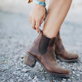 Pointed thick heel short high heel women's short boots